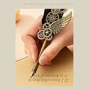 xinyee Retro Feather Dip Pen Set Vintage Quill Pen Steampunk Mechanical Style Calligraphy Writing Signature with 8 Replacement Nibs in Box for Handwriting Student Friends
