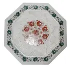 18" Marble Side Table Top Pietra dura Floral Inlay Grill Handmade Work