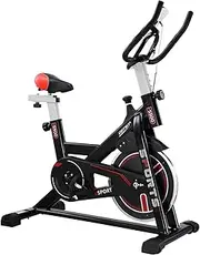 Genki Exercise Bike Stationary Spin Bicycle Indoor Cycling Trainer Home Gym Workout Pedal Training Exerciser Machine Adjustable Resistance LCD Monitor