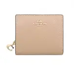 【COACH】燕麥奶茶COACH LOGO鵝卵石皮革短夾(C2862 IMTAU)