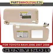 2Pcs Front Driver & Passenger Beige Sun Visor w/ Mirror for Toyota RAV4 06-08 (for: Toyota)