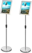 2-Pack Adjustable Poster Sign Stand,A4 Poster Stand Snap Frame Stand Aluminum Sign Holder,Floor Advertising Display Billboard,Notice Stand for Wedding/Business Activities Display