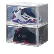 NNEOBA 2pcs Transparent Sneaker Shoe Box Dust-proof Storage Box Stackable Shoe C