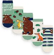 [The Gruffalo] Boys Socks 5 Pack | Kids Multicoloured Fairy Tale Graphic Footwear | Julia Donaldson Mouse Fox Comfortable Sock Set Bundle | Story Book Series Merchandise Gift