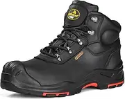 [SAFETOE] CSA Men's Safety Boots Composite Toe Work Boots Cow Leather Work Construction Boots Safety Shoes