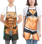 Funny BBQ Apron for Men, Women, Kitchen Chef Cooking Aprons Christmas Birthday for Husband, Wife, Dad, Mom and Friends