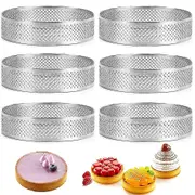 2-10pcs Stainless Steel Cake Tart Ring Non-stick Round French Pie Pancake Mousse Circle Mould Perforated Dessert Decoration Tool