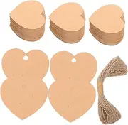 PACKOVE 1 Set Heart Shaped Paper Tags Blank DIY Tags with Twine for Valentine Day Crafts Romantic Wrapping and Party Favors Durable Reusable Labels