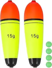 uxcell Fishing Slip Bobbers, EVA Foam Bobbers Slip Floats with Fish Beads, 0.5 Oz Floatage Fit for Perch Carp Bass Fishing Corks Saltwater Freshwater (2 Pack, Red/Yellow)