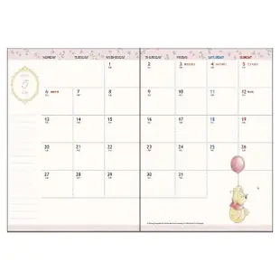 【sun-star】2024 A6 月記事手帳 年曆 行事曆 迪士尼 小熊維尼 時鐘