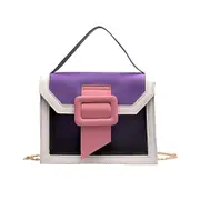 Contrast Color PU Leather Crossbody Bags For Women Cut Lady Small Shoulder Messenger Bag Female Travel Handbags