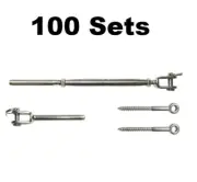 Stainless Wire Rope Balustrade Kit Jaw Swage Turnbuckle Fork Lag Eye.100 pk