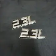 2x Silver 2.3L Black Chrome Metal Badge Emblem Sticker Decal Luxury Engine Turbo (for: Renault)