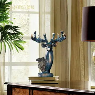 歐式創意麋鹿頭擺件家居客廳電視酒柜辦公桌書房樹脂軟裝飾品擺設