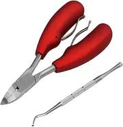 Healeved Stainless Steel Dead Skin Nail Clipper Set Eyebrow Pencil Scissors Heavy Duty Nail Display Stand Nail Trimmers Thick Ingrown Nails Cutter Cuticle Nipper Manicure Cutter Red