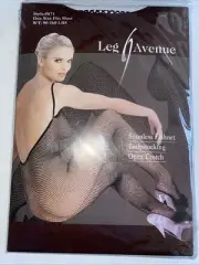 Seamless Fishnet BodyStocking Open Crotch Leg Avenue One Size Black Color