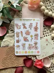 Cute Spring Planner Sticker Sheet Aesthetic Girly Floral Journal Vinyl Decal