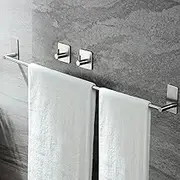 Taozun Towel Bar - 32 Inch Towel Holder with 2 Packs Adhesive Hooks, Hand Towel Rack Stick on Wall, Stainless Steel Bathroom Hardware Accessory Kit