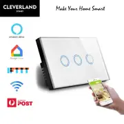 AU Approved wifi smart light switch downlight for Google Home Alexa 3Gang white