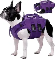 Kuoser Dog Life Jacket for Small, Medium, Large Dogs, Adjustable & Ripstop Life Jacket with Rescue Handle, High Buoyancy Pet Life-Saver, Puppies, Swimsuits for Beach, Purple, M