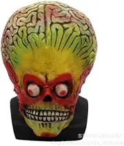 Attacks Martian Soldie Halloween Mask Full Head Latex Scary Alien Brain Party Mask UFO Mars Cosplay Costume Props
