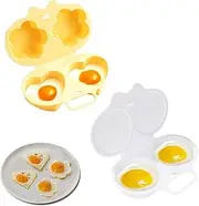 2 PCS Microwave Egg Poacher, Microwave Egg Poacher 2, Egg Poacher Microwave, Poached Egg Maker, Nonstick Poached Egg Maker with Lid, Reusable Poached Egg Maker Microwave Egg Cooker