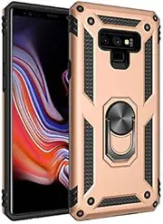 Cavor for Samsung Galaxy Note9 Case (6.4") TPU Case PC Bumper 360° Rotation Ring Holder Kickstand Back Cover [Work with Magnetic Car Mount] Shockproof Protective Cover-Gold
