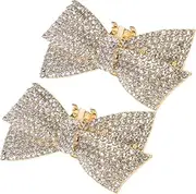 [MOBUTOFU] 2pcs Bow Rhinestone Shoe Clips Detachable Sparkling Buckles for High Heels Elegant Shoe Decorations for Weddings Parties and Special Occasions Glamorous and Rhinestone Design