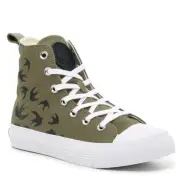 NWB MCQ BY ALEXANDER MCQUEEN CANVAS SWALLOW HIGH-TOP SNEAKER SIZE 40 LIGHT GREEN