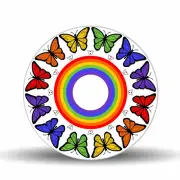 Butterfly Rainbow 17.75" Glass Lazy-Susan Turntable
