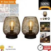 Battery Operated Metal Lanterns - Vintage LED Table Lights for Indoor & Outdoor