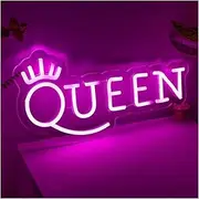Sign Lamp Crown Queen Neon Sign Letter Wall Art Decor Pink LED Light for Bedroom Shop Apartment Dorm Birthday Party Wedding 40cm×19.5cm