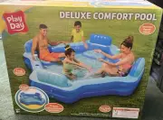 NEW Deluxe Comfort Inflatable Family Swimming Pool, 4 Seats, Square,