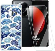 ESACMOT Wave Texture Pattern Case Compatible with Xiaomi 12S Ultra + [2 Pack] Screen Protector Tempered Glass, Shockproof Case Cover for Xiaomi 12S Ultra (6.73 inch)