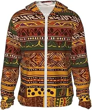 [LHBWCVN] UPF 50+ Light Jacket Full Zip Sun Protection Hoodie for Women Men Long Sleeve African National Patterns Sun Shirts