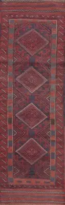 Balouch Afghan Runner Rug 2x8 Hand-knotted Wool Geometric Tribal Carpet