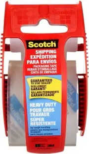 Scotch Heavy Duty Shipping Packaging Tape, 1 Roll with Dispenser, 1.88" x...