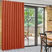 DWCN Privacy Room Divider Blackout Curtain - Patio Sliding Door Curtains, Extra Wide Thermal Curtains with Back Tab & Rod Pocket for Living Room and Bedroom Partition, 80 x 84 Inches, Burnt Ochre