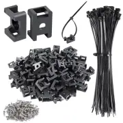100 Pcs Cable Zip Tie Saddle Type Mounts Base with 100 Pcs 8" Cable Ties and ...