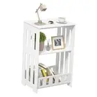 3 Tier Side Table Night Stand, Narrow End Table with Display Shelf, Small