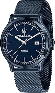 [Official Genuine Product] Maserati Solar Blue 42mm Blue Stainless Steel Men's Solar Watch R8853149001, 10 ATM Water Resistant, Japanese Movement [2 Year Warranty]