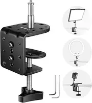 NEEWER Heavy Duty C Desk Clamp with Mounting Column for Light Stand, Adjustable Metal Table Clamp with 1/4" 3/8" Threads for Ring Light LED Video Light Camera, Max Load 44lb/20kg, ST-CCD1