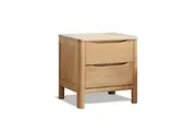 MIUZ Bedside Table 2 Drawers Side Table Nightstand Storage Solid Oak Wood
