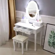 Vanity Table Set with Lighted Mirror, Makeup Dressing Table with 10 LED Lights,