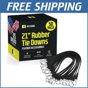 Cold-Weather Bungee Cords - 21" Long Tarp Tie-Downs with S-Hooks, 50 Pack