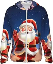 [BWLHJKE] Men's Sun Shirts UPF 50+ Christmas Santa Claus Sun Protection Hoodie Lightweight Long Sleeve Rash Guard