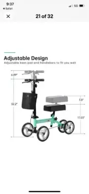 Deluxe ELENKER Medical Aid Knee Scooter Steerable Knee Walker 10" Wheels Walking
