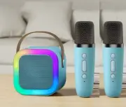 Mini Pro Wireless Bluetooth Speaker with 2 Karaoke Microphones Audio System