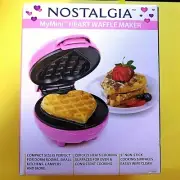 Nostalgia My Mini Pink Heart Waffle Maker -New