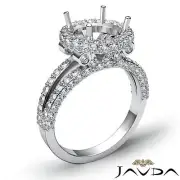 Diamond Engagement Ring Round Cut Semi Mount 14k White Gold Halo Pave Set 1.4Ctw